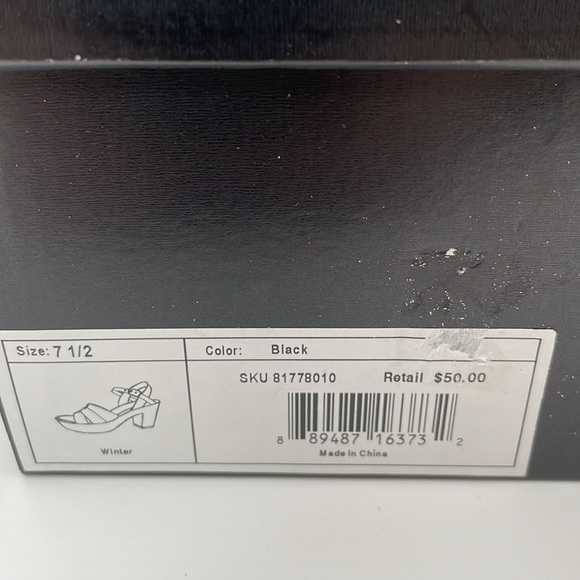 SM New‎ York Black Winter Chunky Platform Heels Sandals Shoes 70s 90s Y2K NIB - Picture 12 of 15